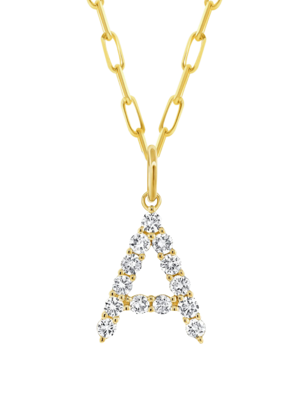 Diamond Initial Charm Necklace 14K
