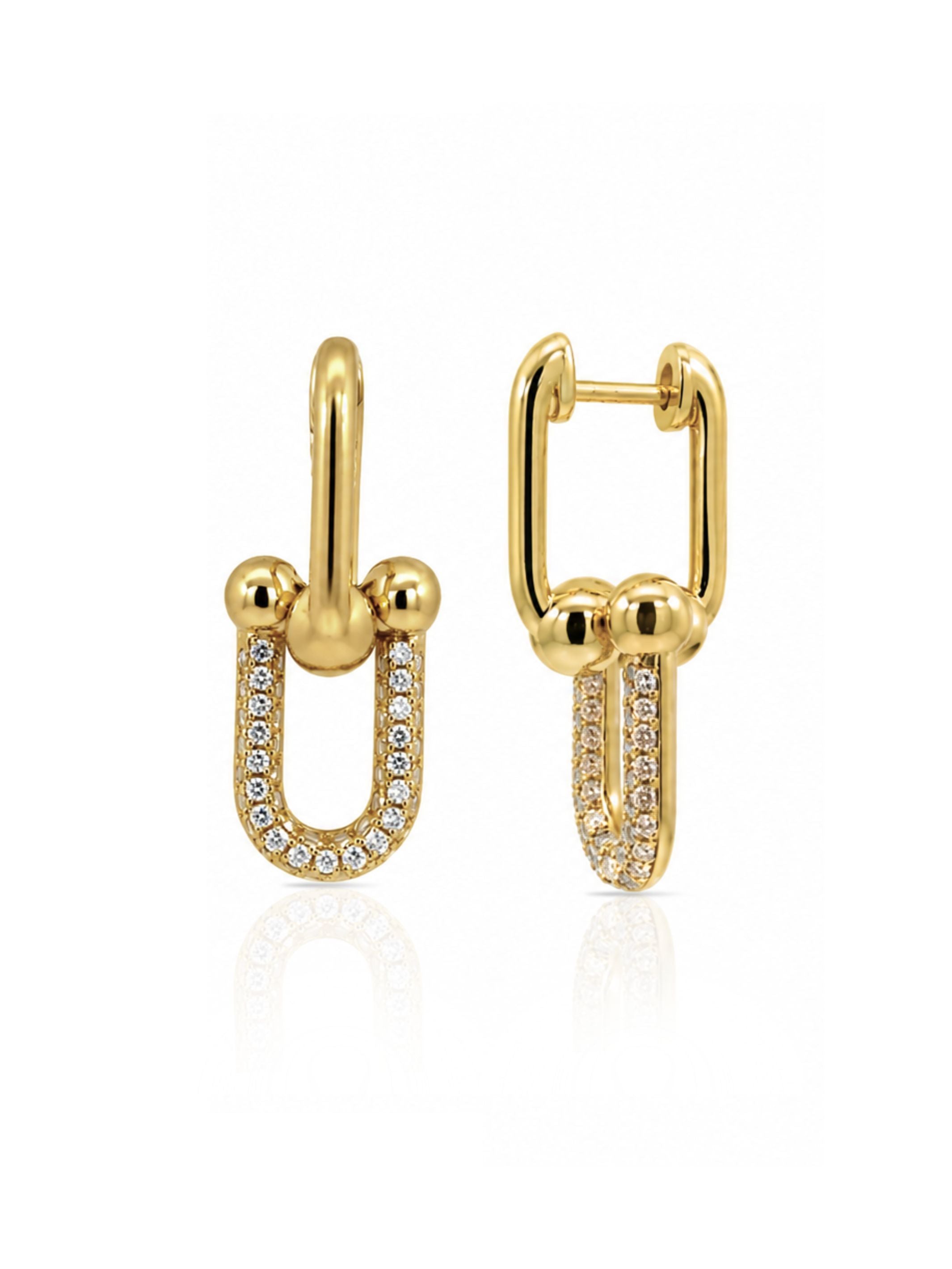 Diamond Link Huggie Earring 14K