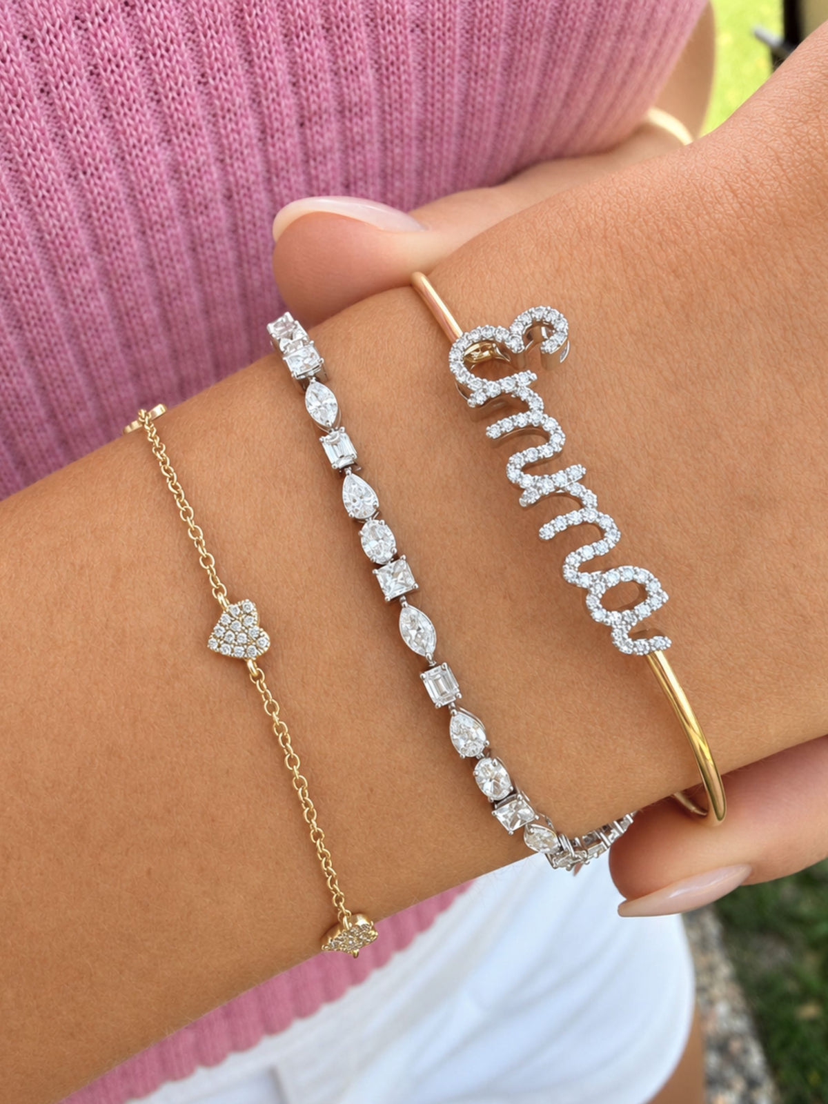 The Diamond Name Bangle 14K