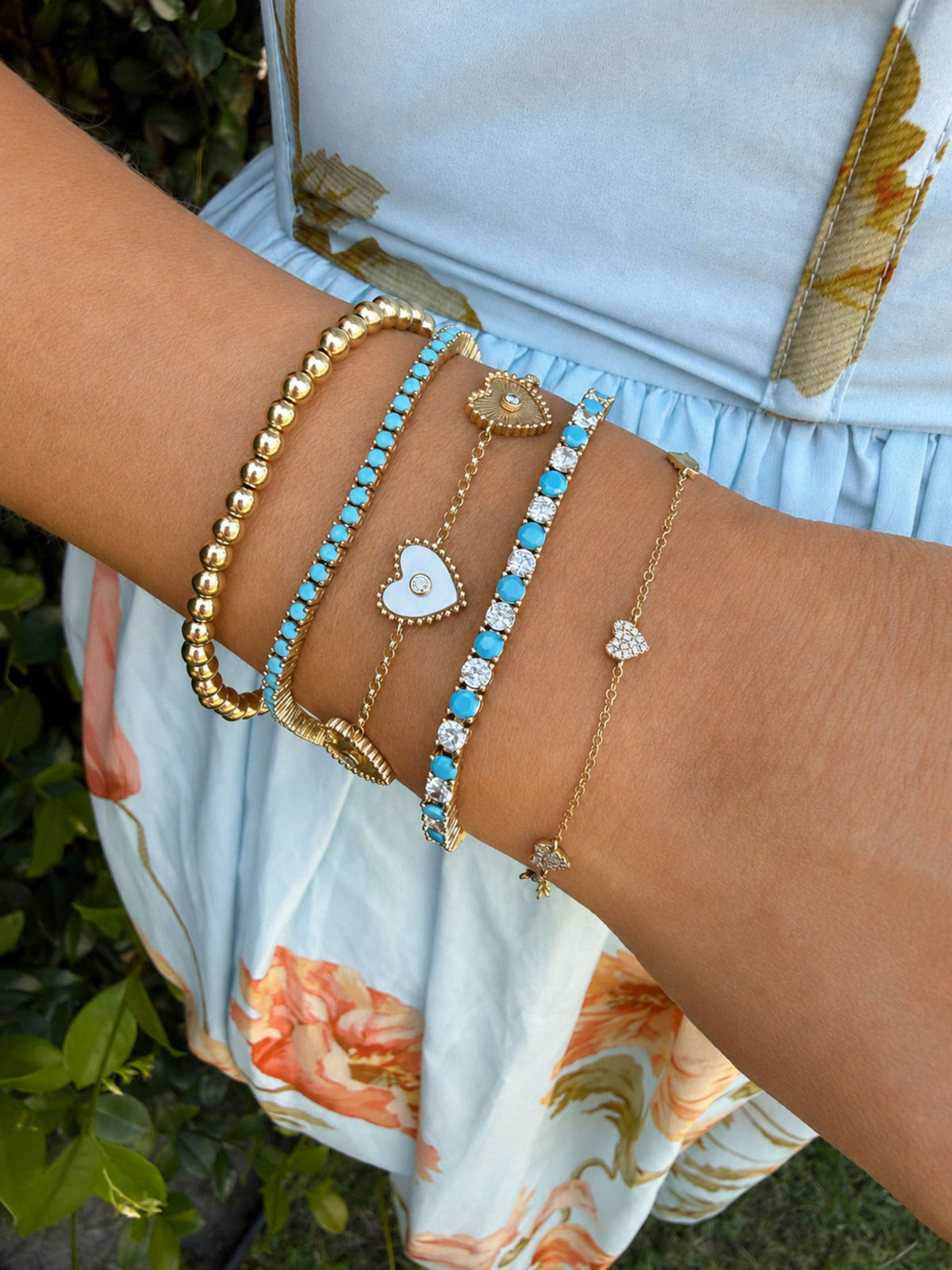 Dee Alternating Turquoise and CZ Tennis Bracelet