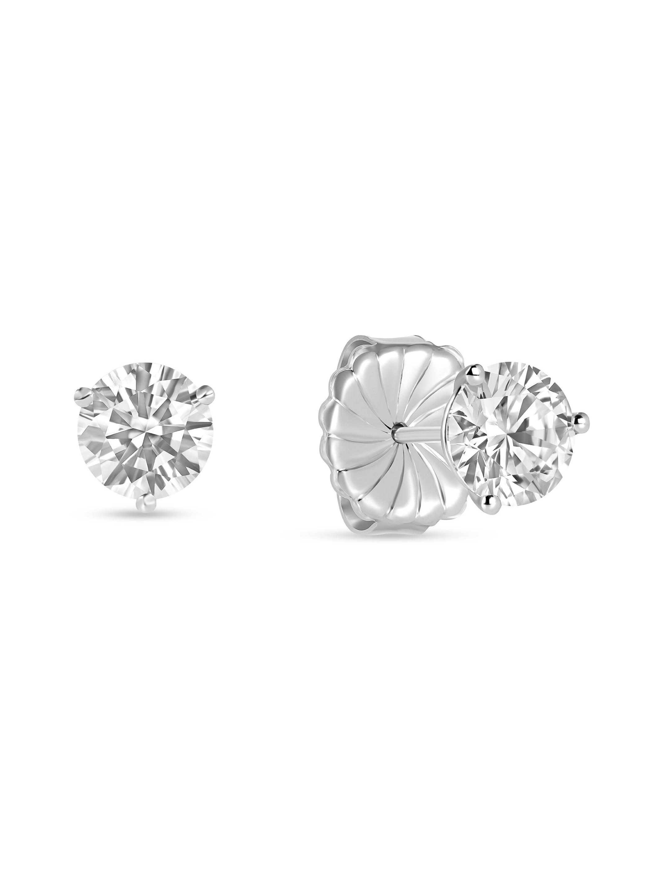 Round Diamond Stud Earrings 14K