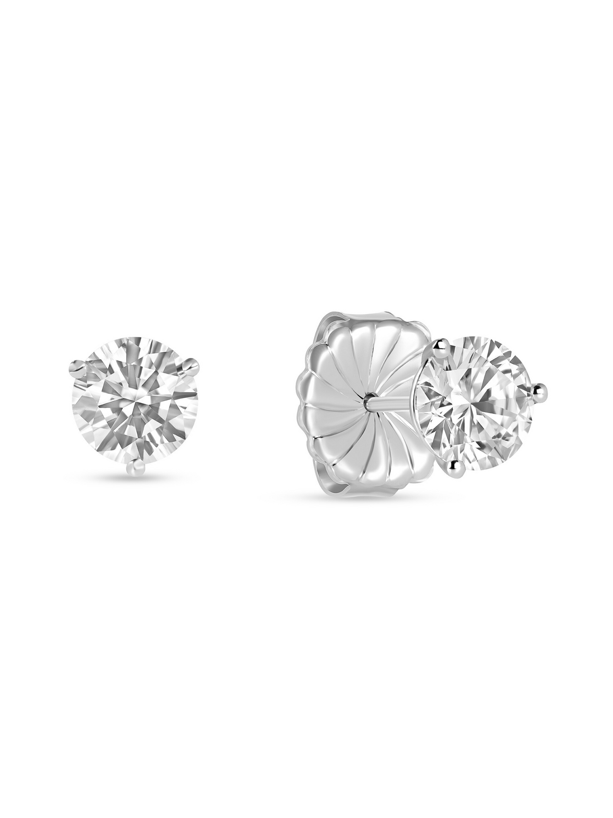 Round Diamond Stud Earrings 14K