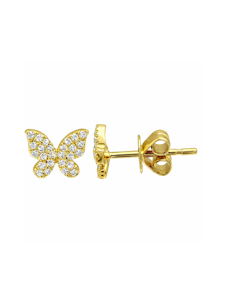 Luna Butterfly Diamond Stud Earrings 14K