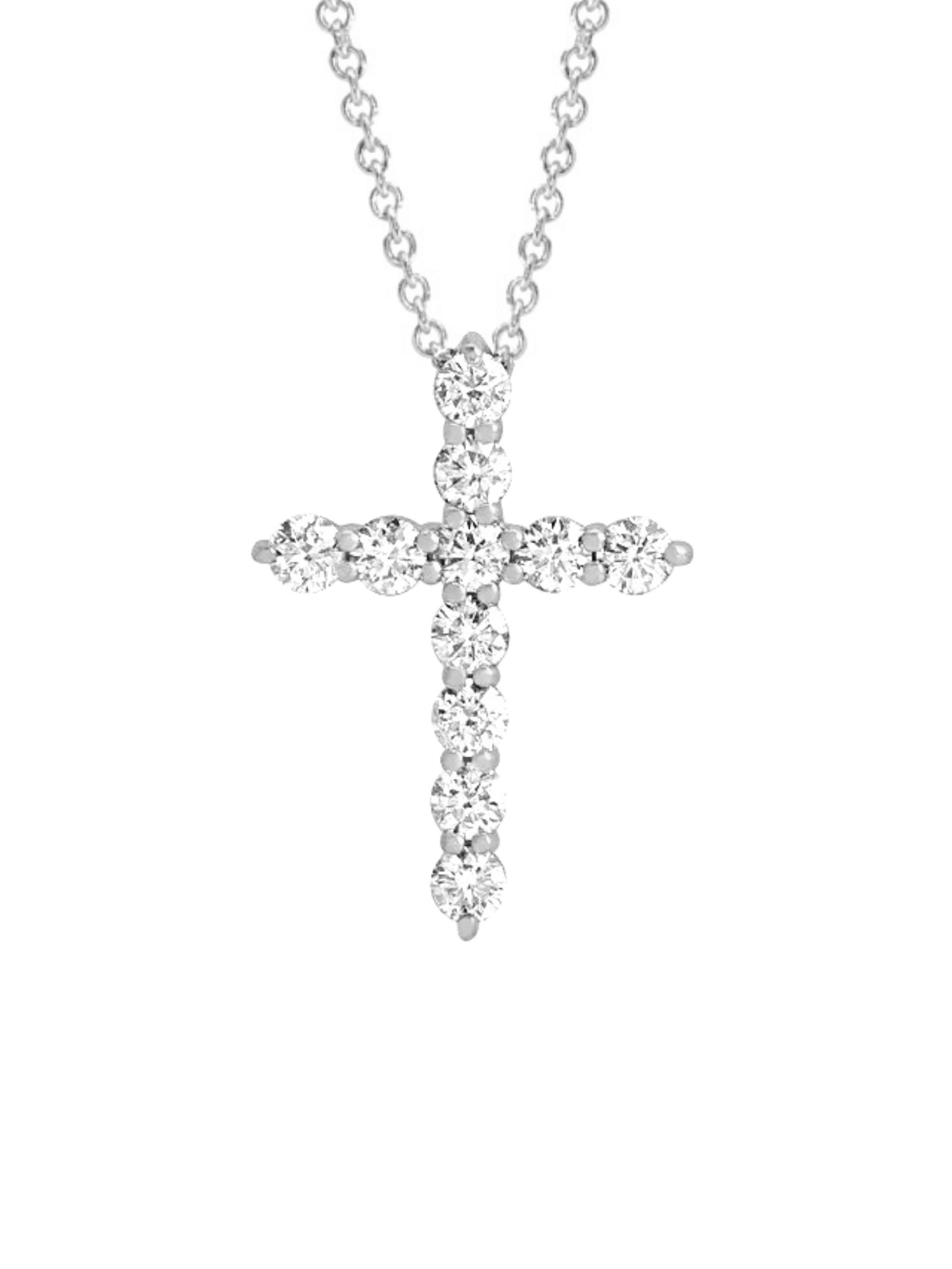 Diamond Cross Necklace - Medium 14K