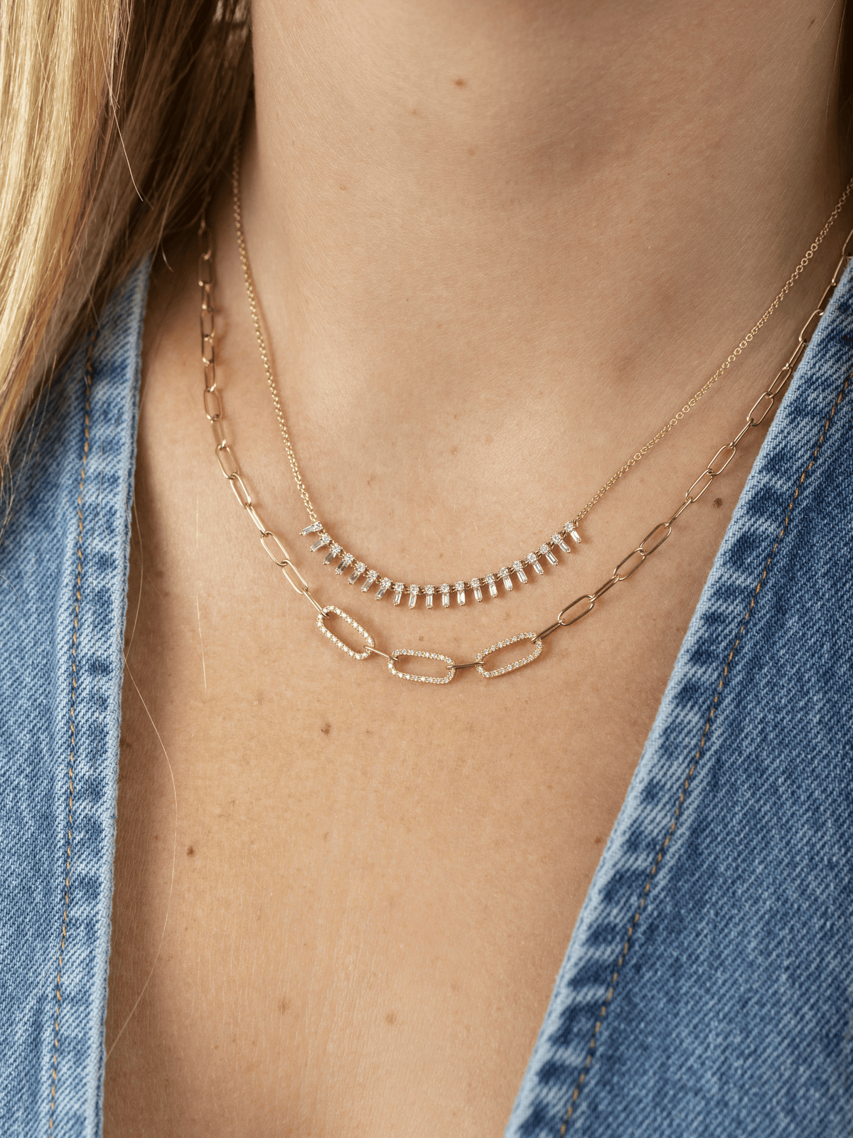 Lisa Diamond Paperclip Necklace 14K
