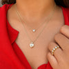 Heart-Cut Diamond Double Bezel Pendant Necklace 14K