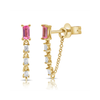 Millie Pink Sapphire Chain Stud Earrings 14K