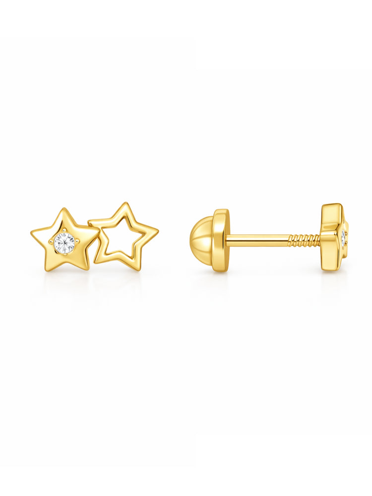 Kid Wishing Star Stud Earrings 9K