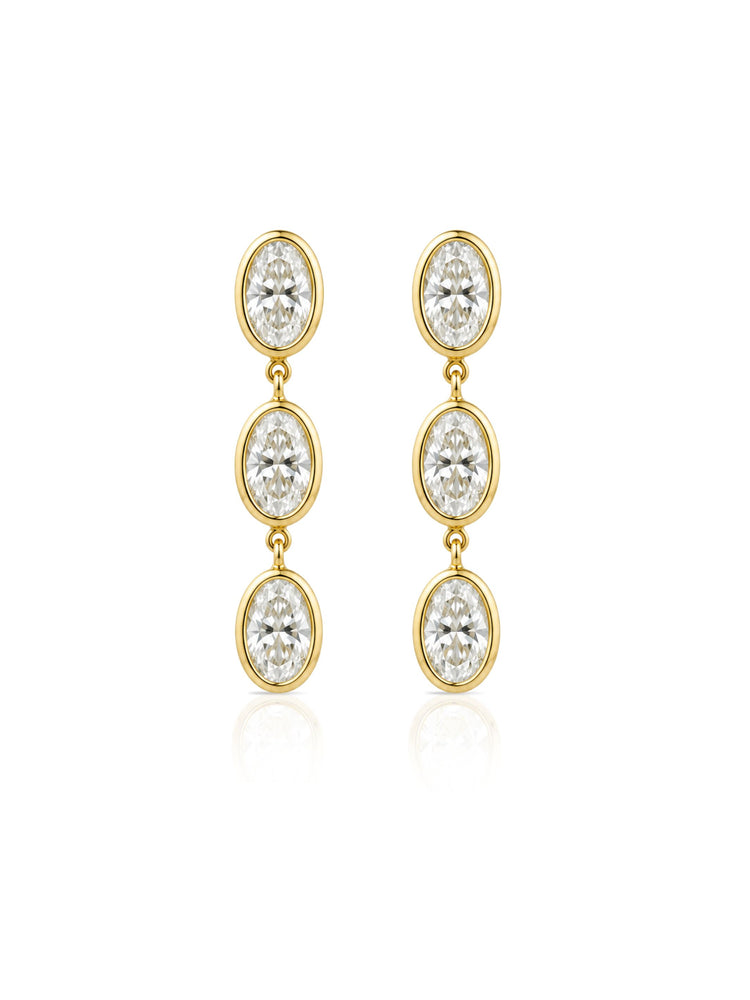 Drew Diamond Bezel Drop Stud Earring 14K