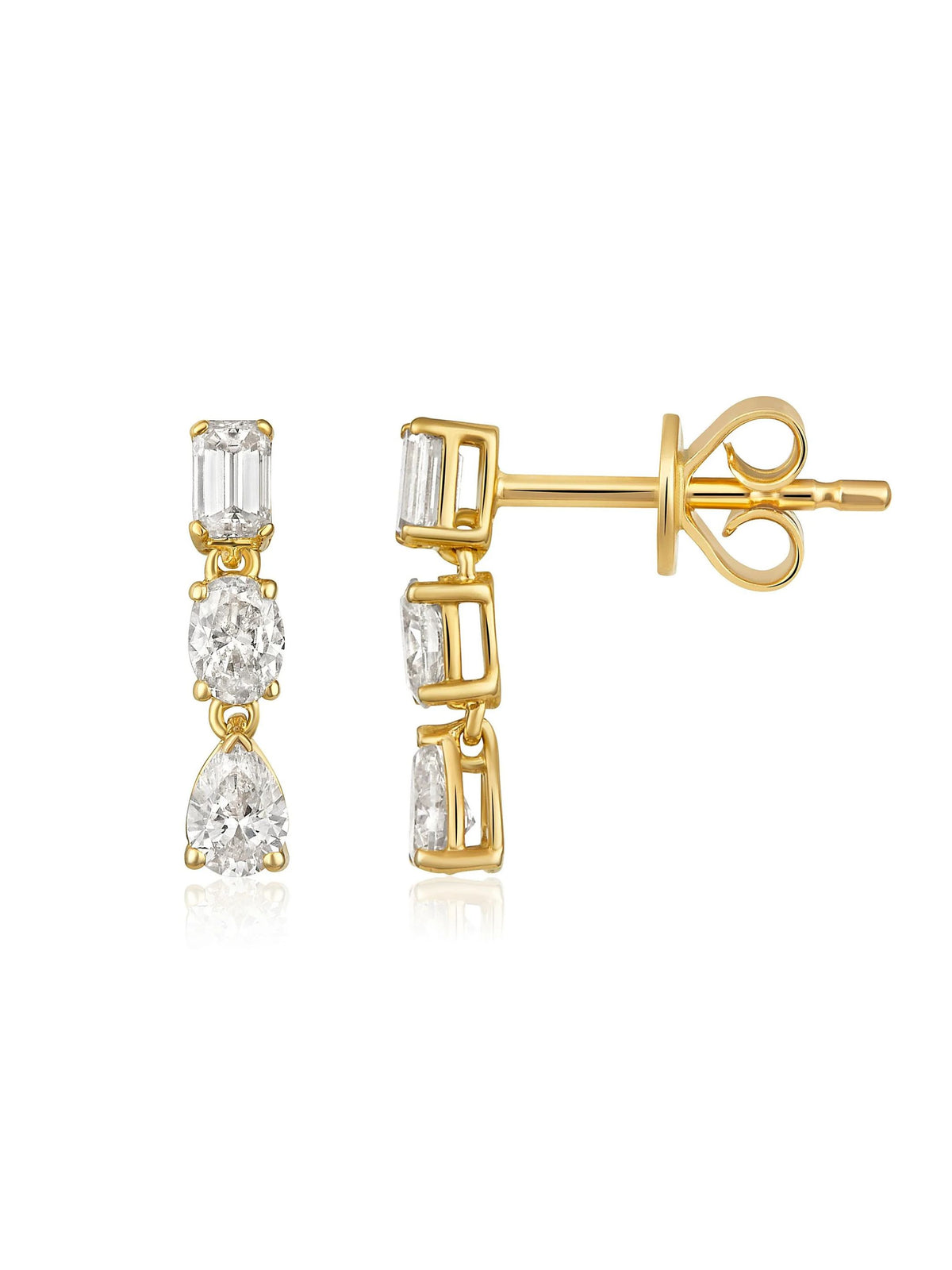 Dylan Diamond Drop Stud Earrings 14K