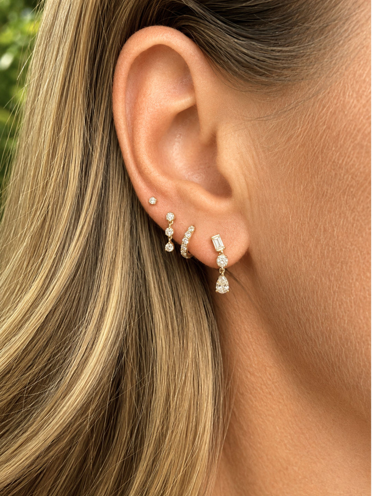 Dylan Diamond Drop Stud Earrings 14K
