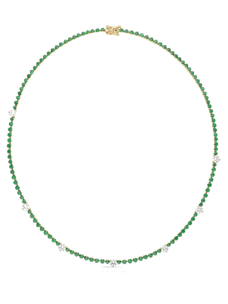 Eden Emerald and Diamond Tennis Necklace 14K
