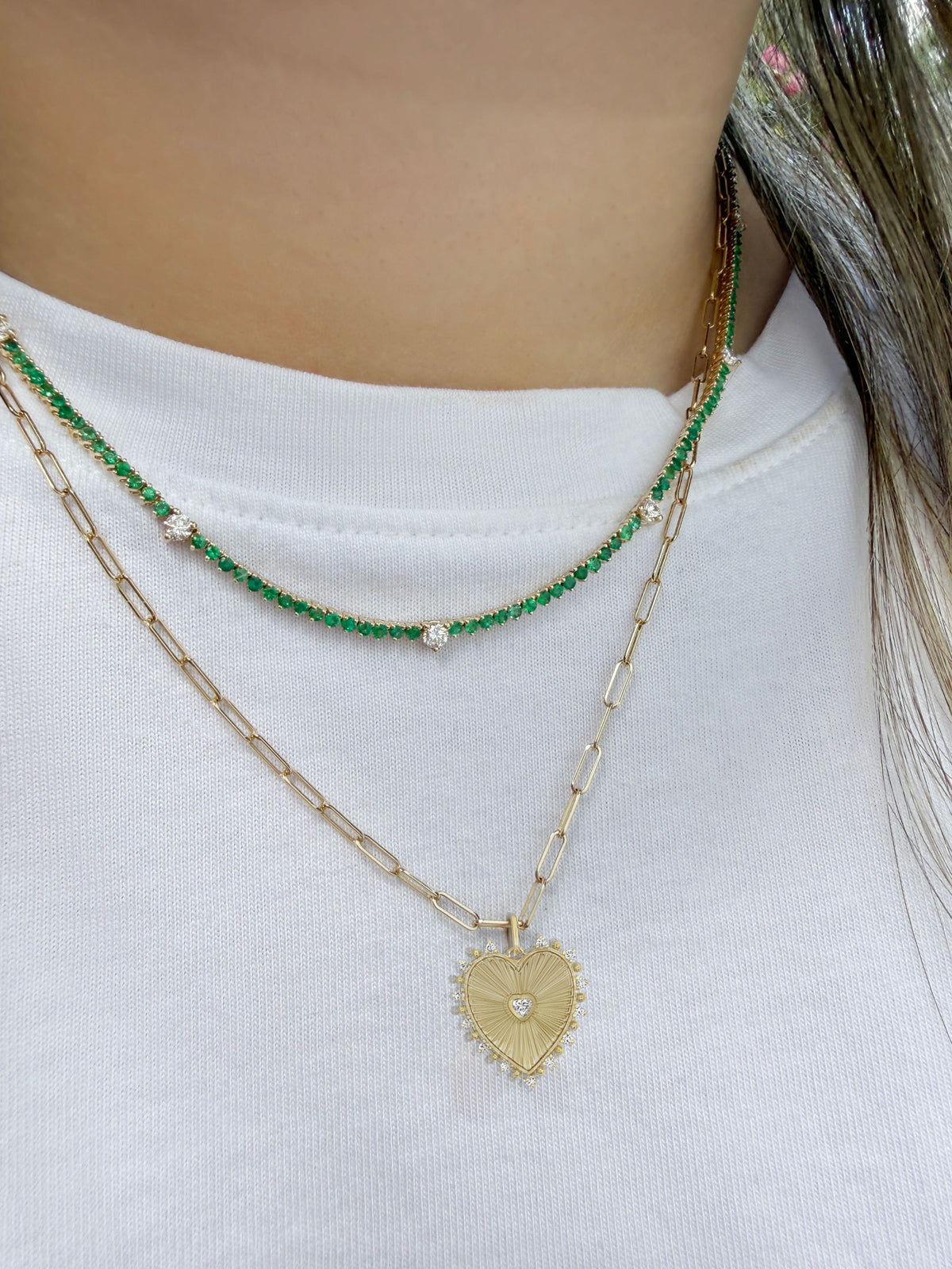 Eden Emerald and Diamond Tennis Necklace 14K