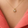 Emerald-Cut Diamond Double Bezel Pendant Necklace 14K
