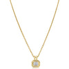 Emerald-Cut Diamond Double Bezel Pendant Necklace 14K