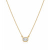 Emerald Cut Diamond Bezel Pendant Necklace 14K
