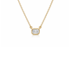 Emerald Cut Diamond Bezel Pendant Necklace 14K