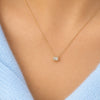 Emerald Cut Diamond Bezel Pendant Necklace 14K