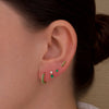 Emerald and Diamond Drop Stud Earring 14K