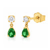 Emerald and Diamond Drop Stud Earring 14K