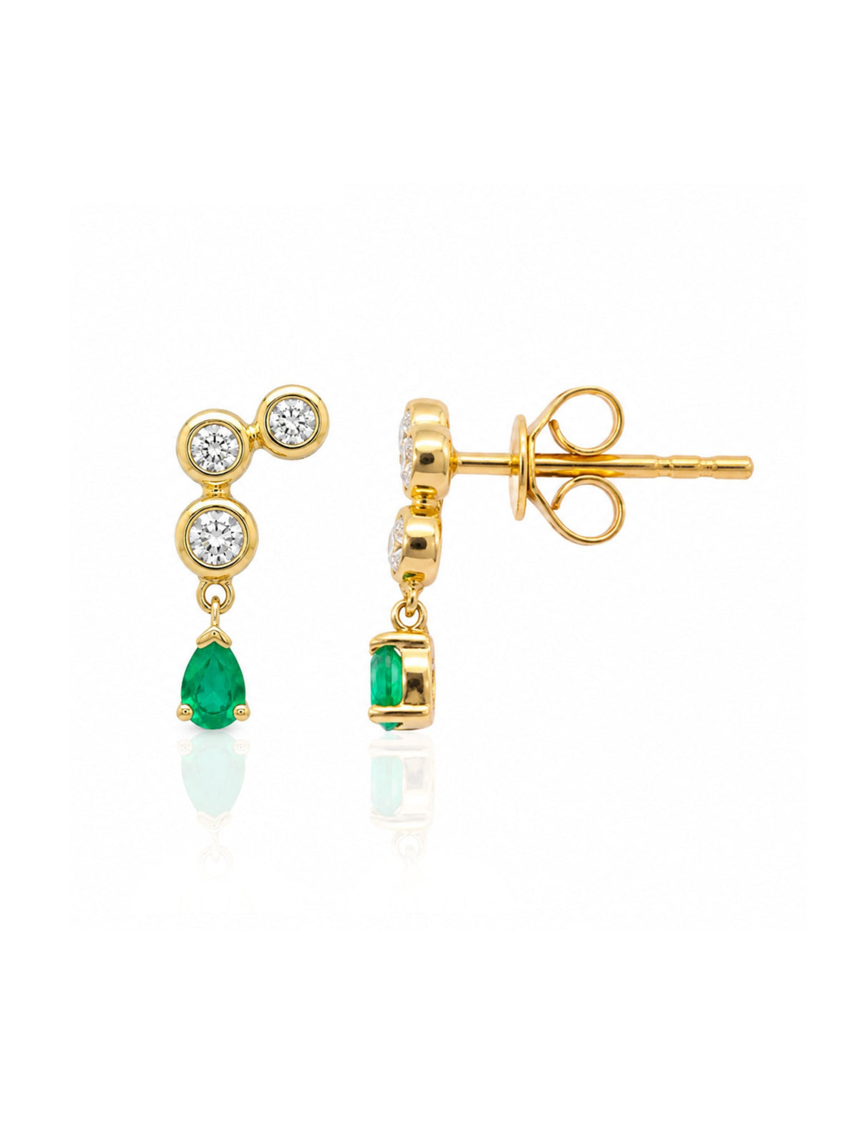Eva Emerald and Diamond Drop Stud Earring 14K