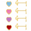 Kid Enamel Heart Stud Earrings 14K