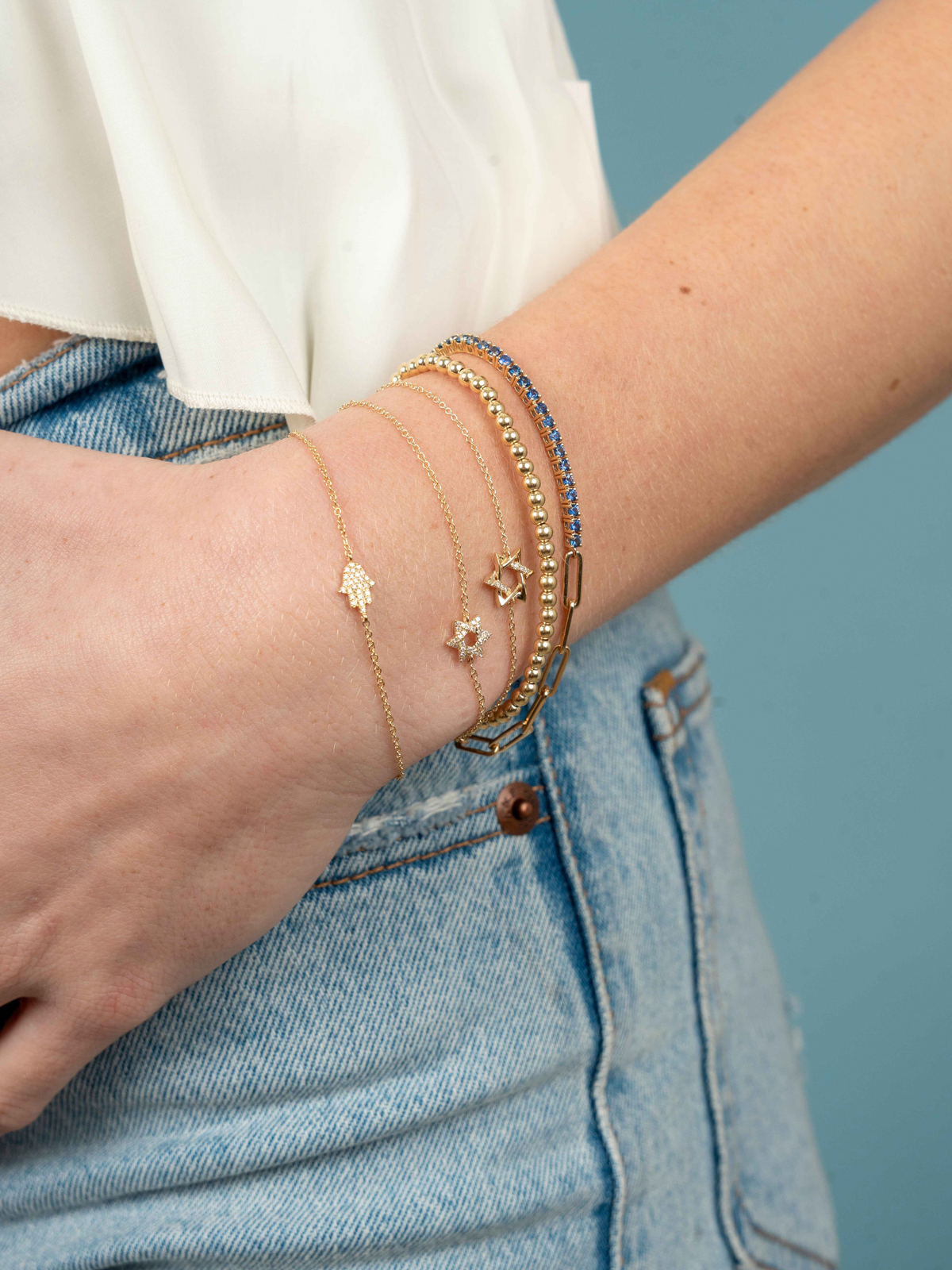 Star of David Diamond Bracelet 14K