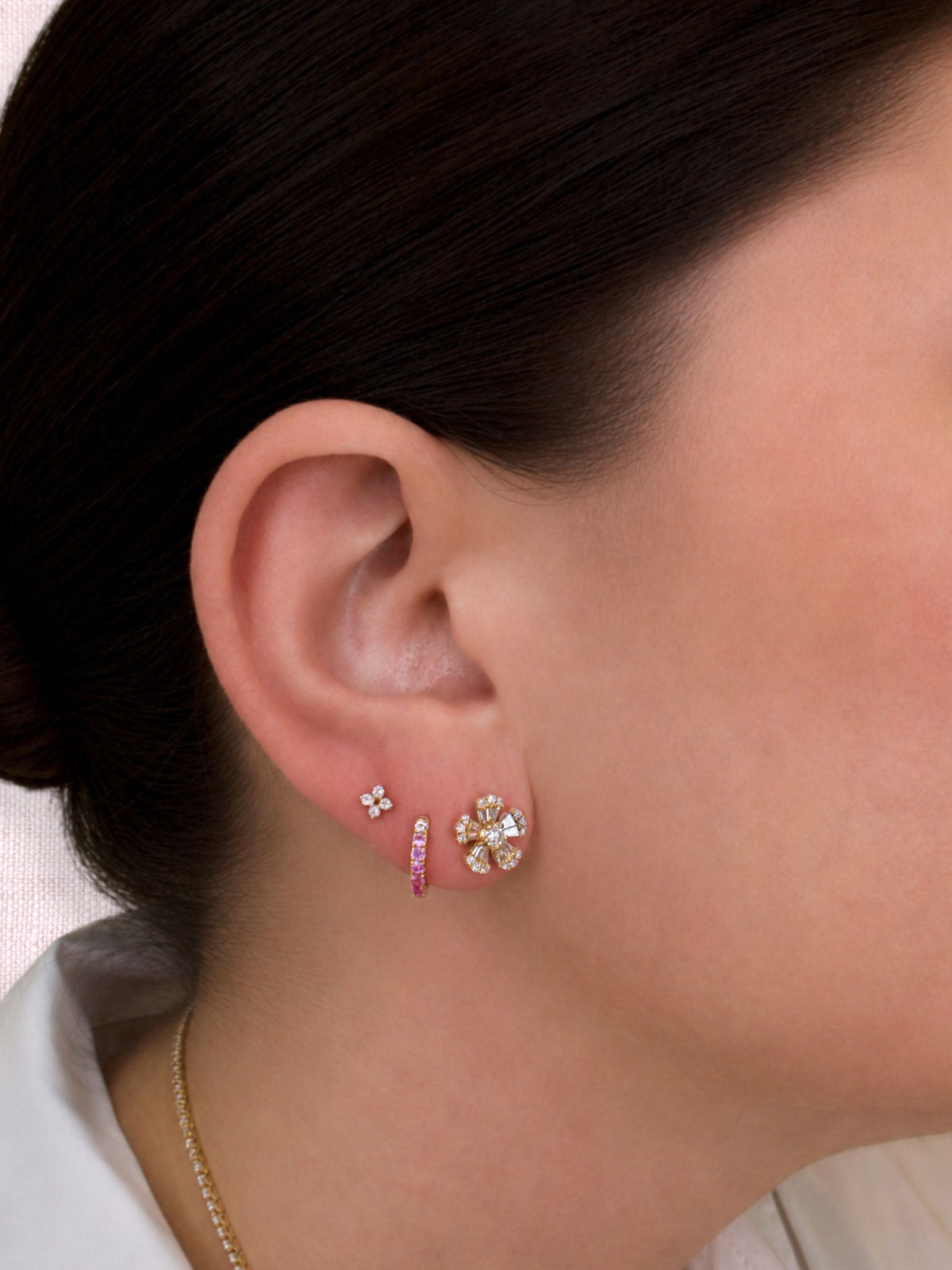 Fleur Flower Diamond Stud Earring 14K