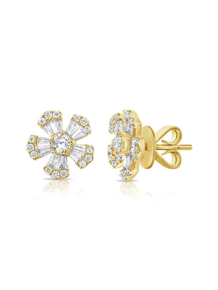 Fleur Flower Diamond Stud Earring 14K