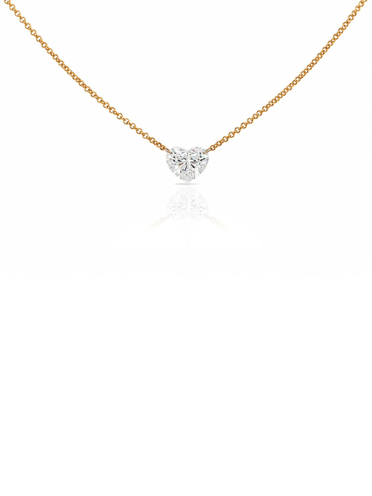 Floating Heart Lab Diamond Necklace 14K