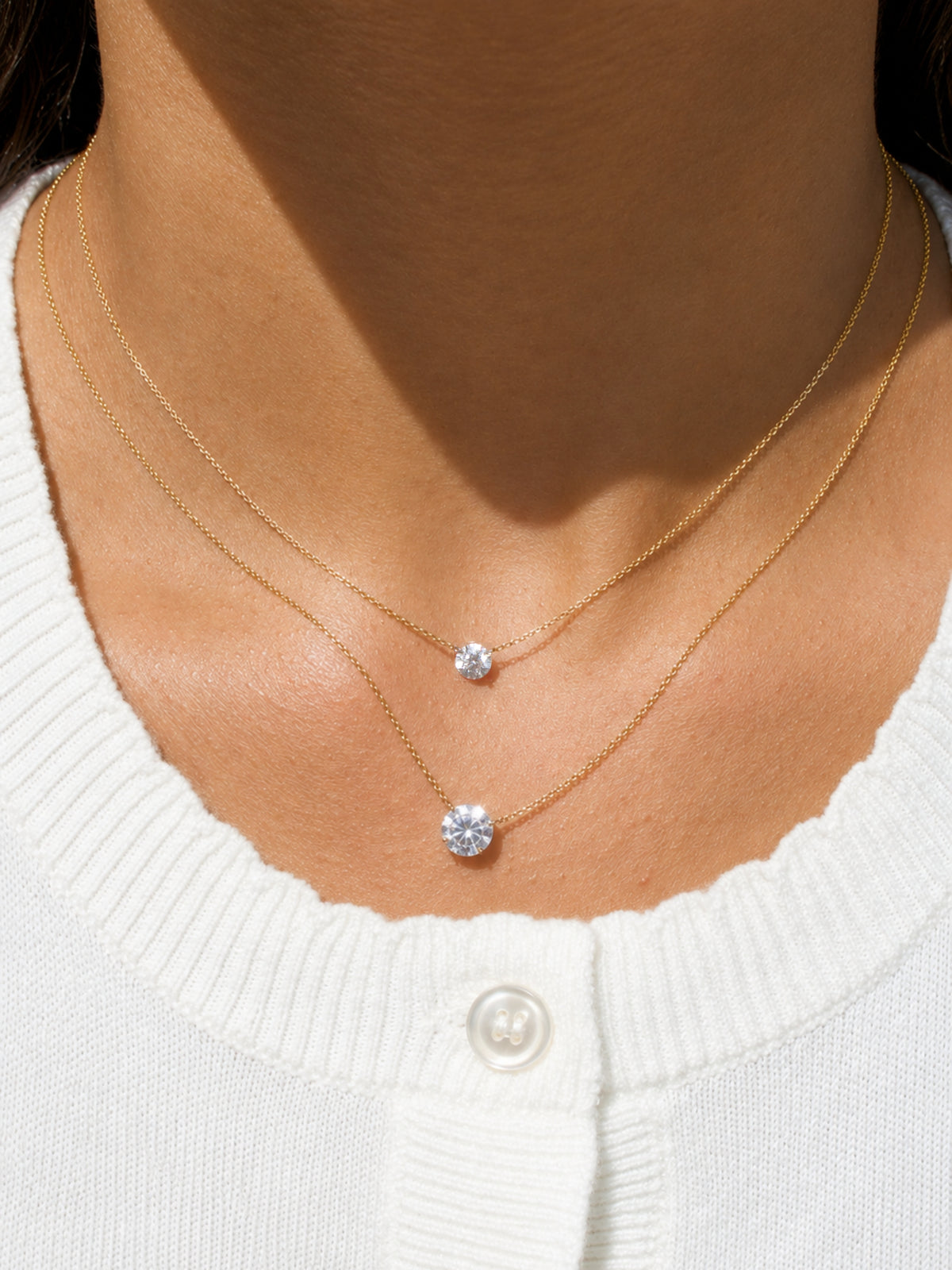 Floating Lab Diamond Necklace 14K