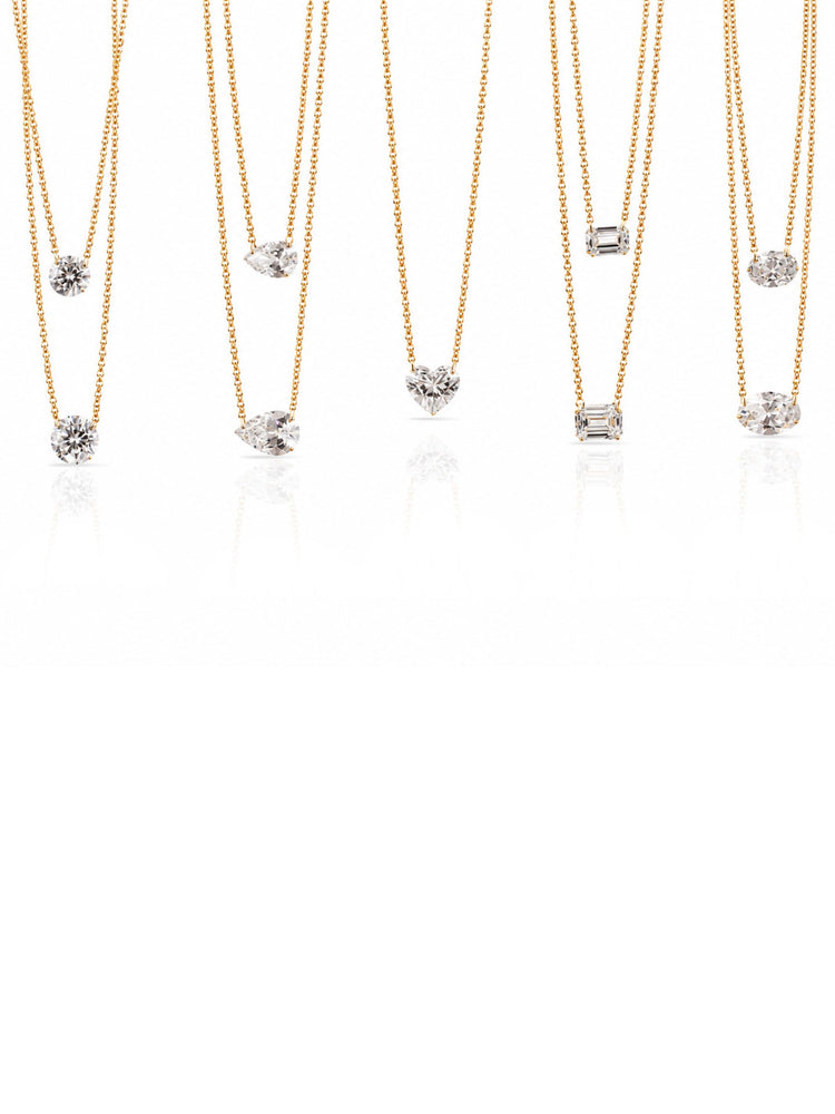 Floating Lab Diamond Necklace 14K