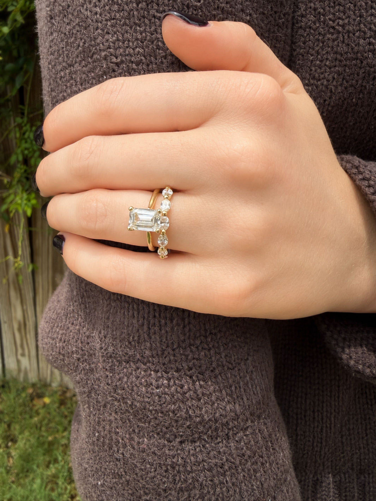 Floating Marquise Diamond Band 14K