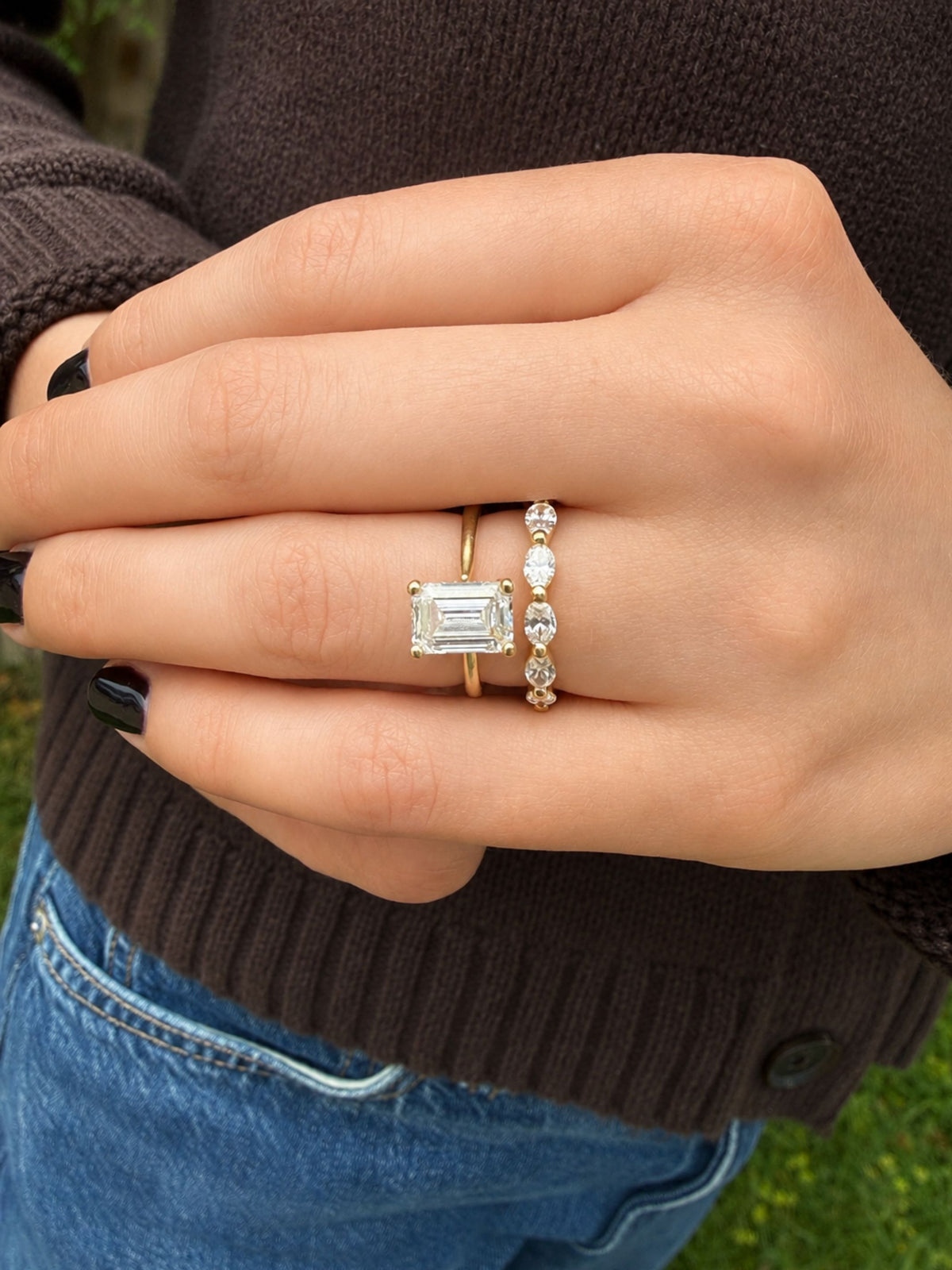 Floating Marquise Diamond Band 14K