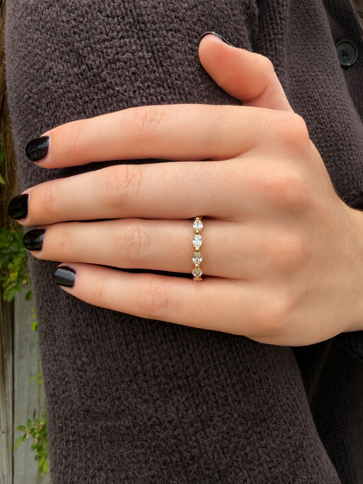 Floating Marquise Diamond Band 14K