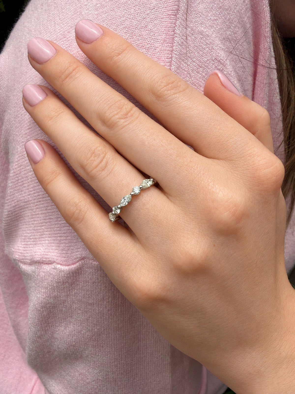 Floating Mixed Shape Diamond Band 14K