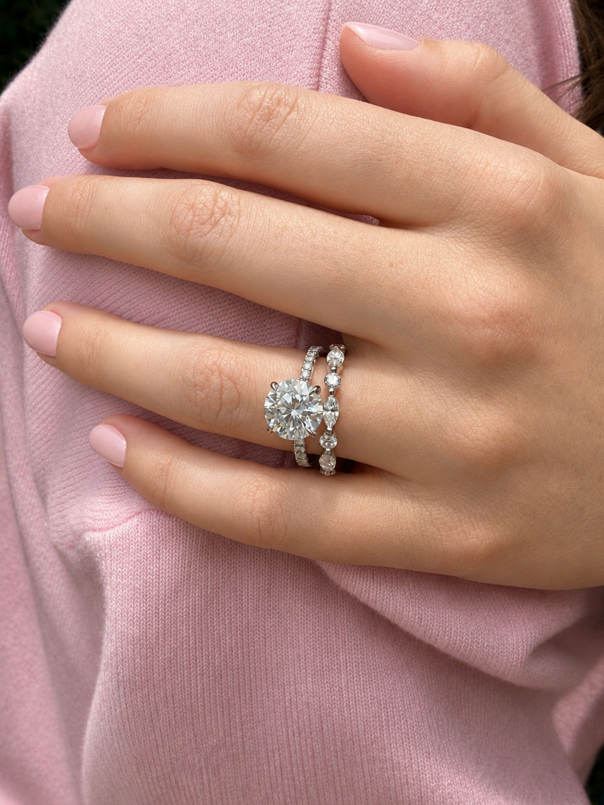 Floating Mixed Shape Diamond Band 14K