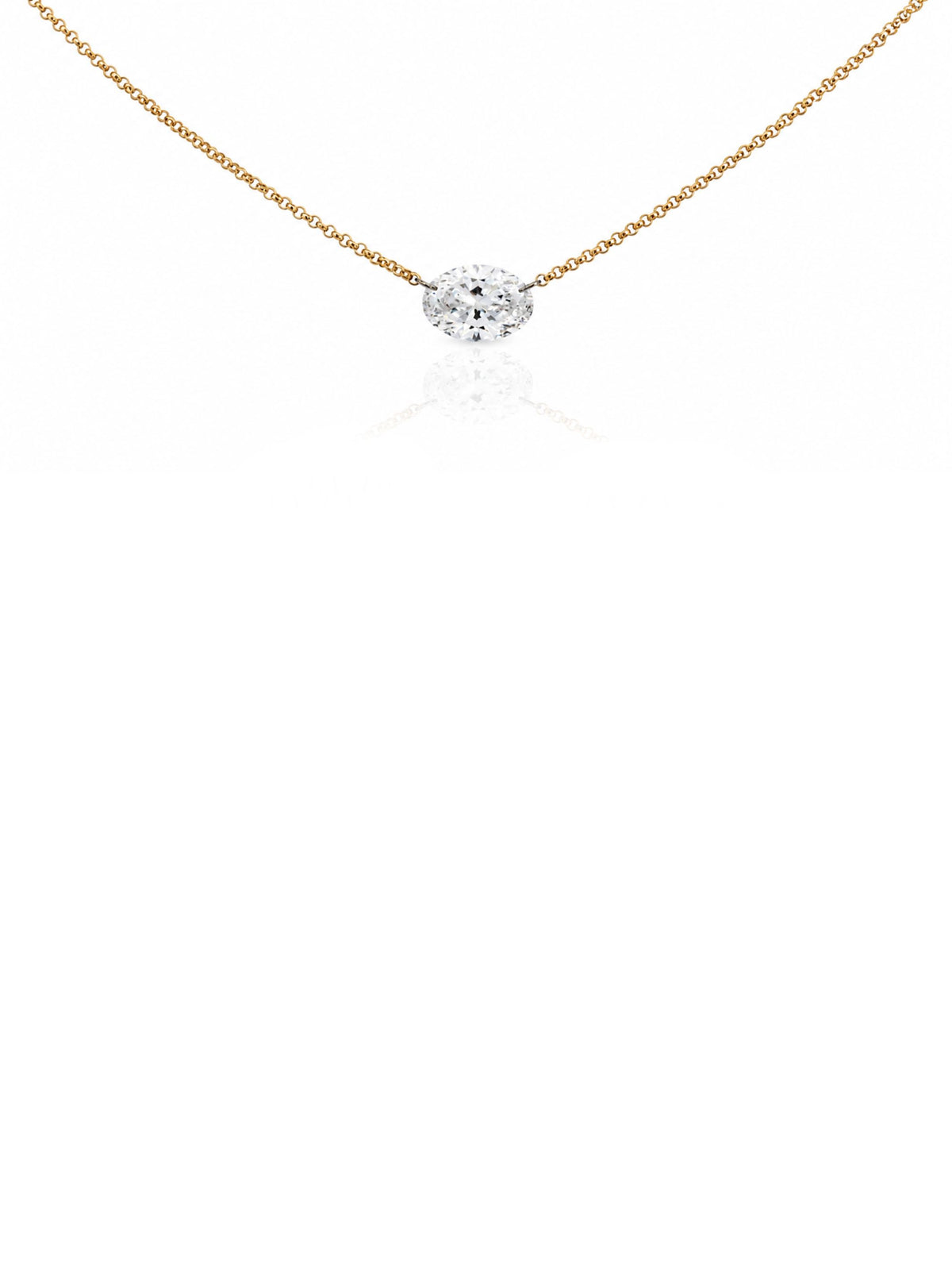 Floating Oval Lab Diamond Necklace 14K