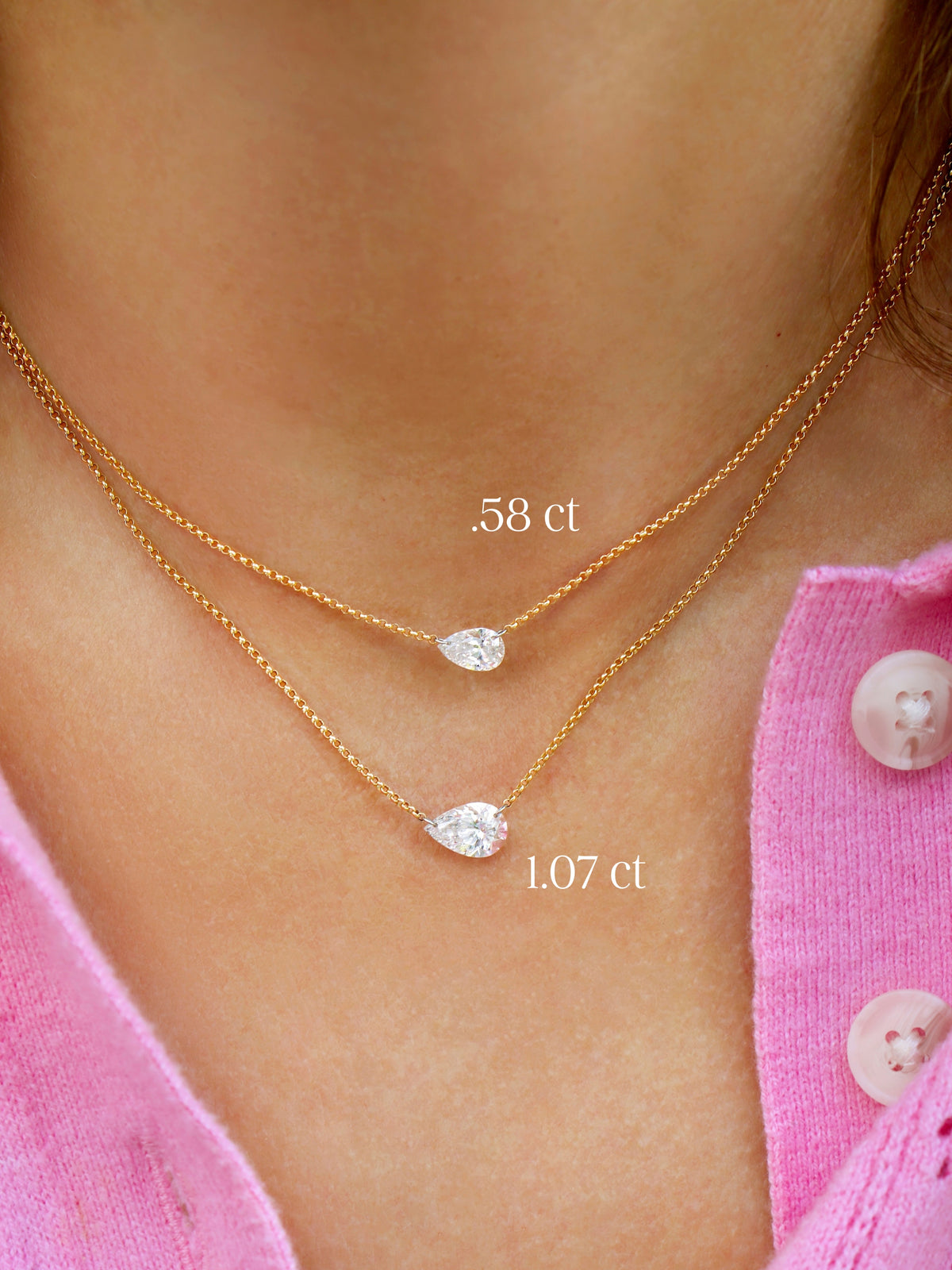 Floating Pear Lab Diamond Necklace 14K