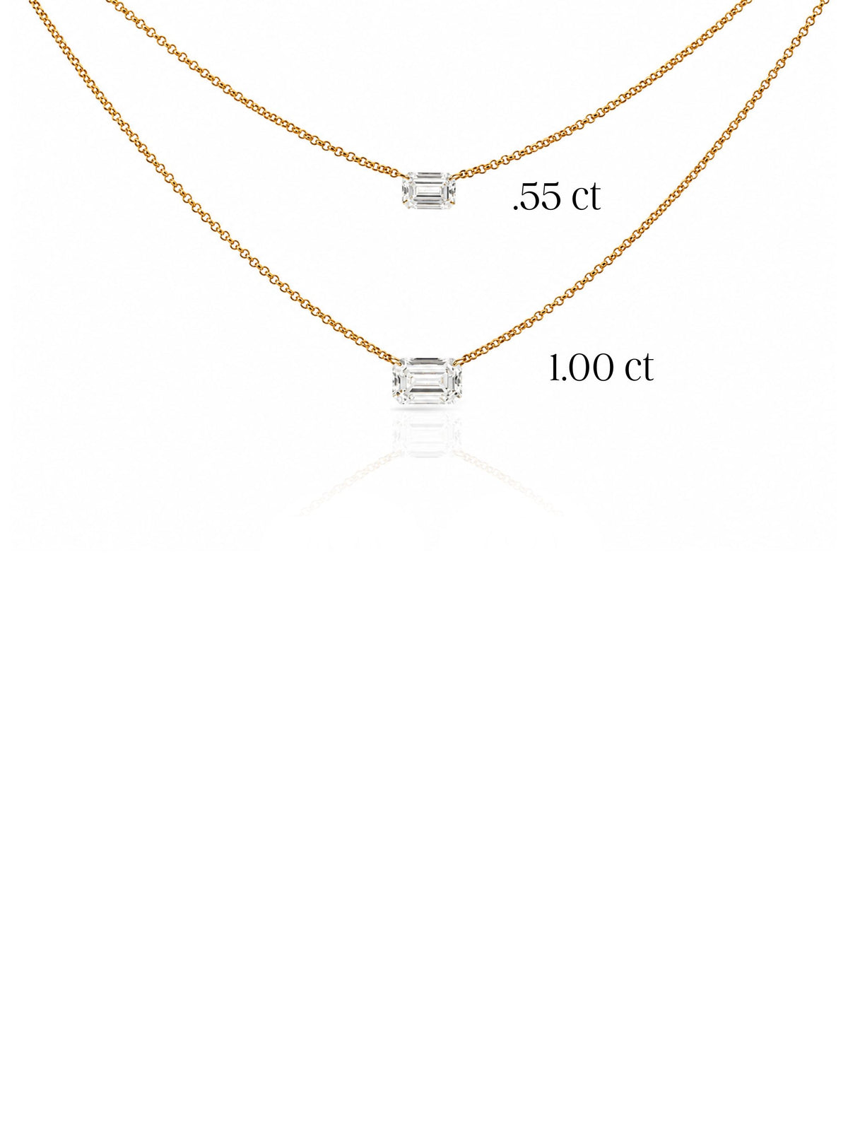 Floating Emerald Lab Diamond Necklace 14K