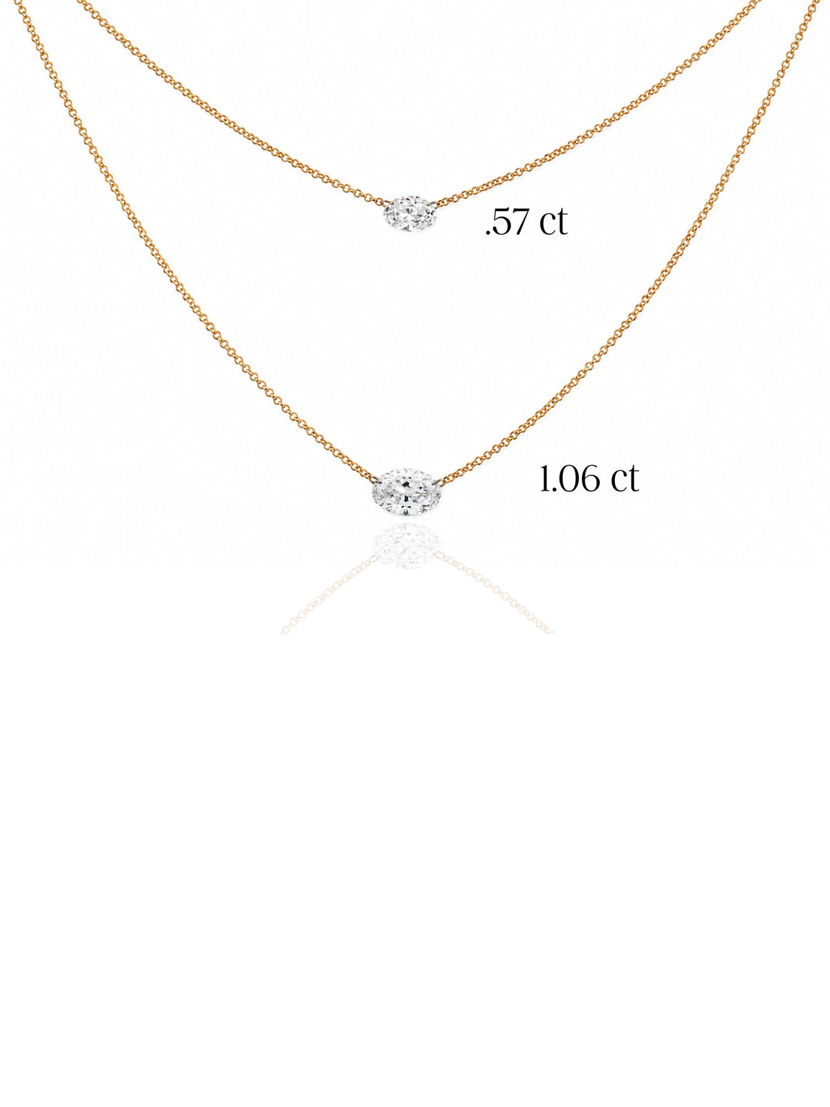Floating Oval Lab Diamond Necklace 14K