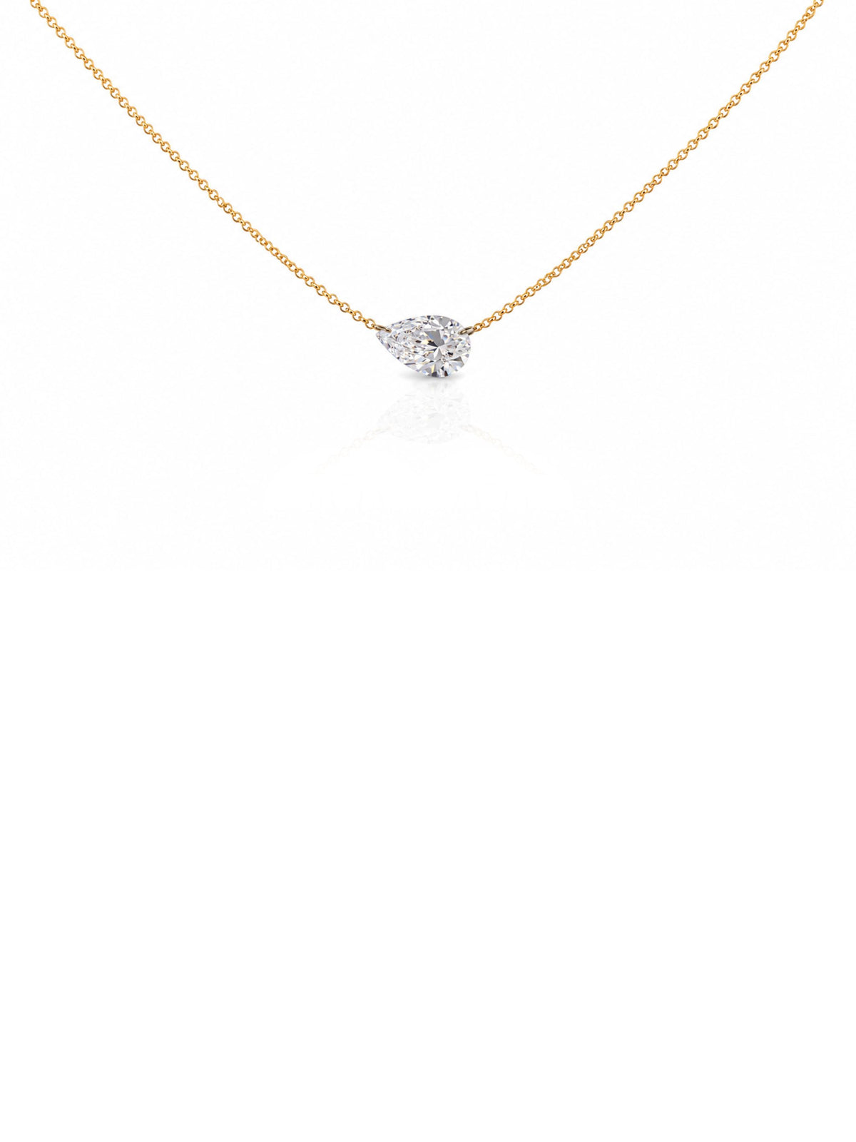 Floating Pear Lab Diamond Necklace 14K