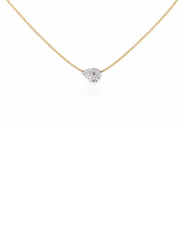 Floating Pear Lab Diamond Necklace 14K