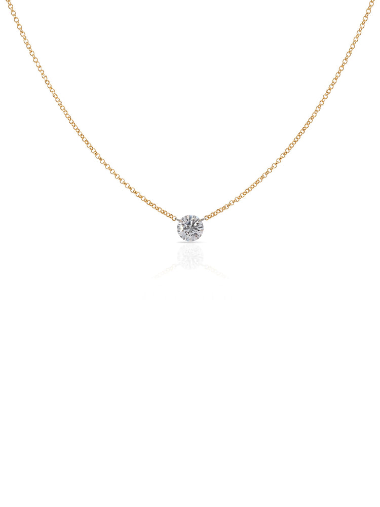 Round Floating Lab Diamond Necklace 14K