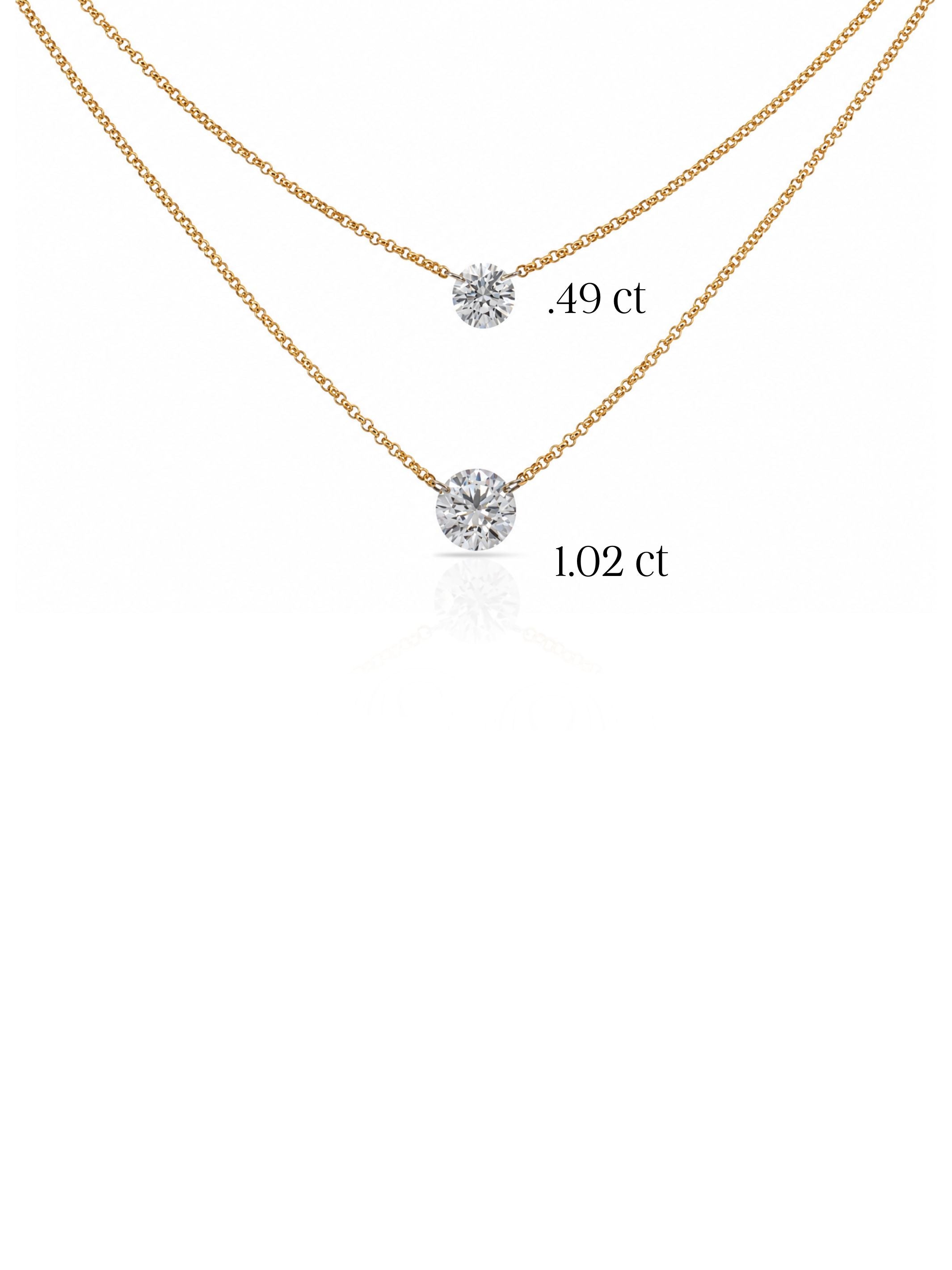 Floating Lab Diamond Necklace 14K