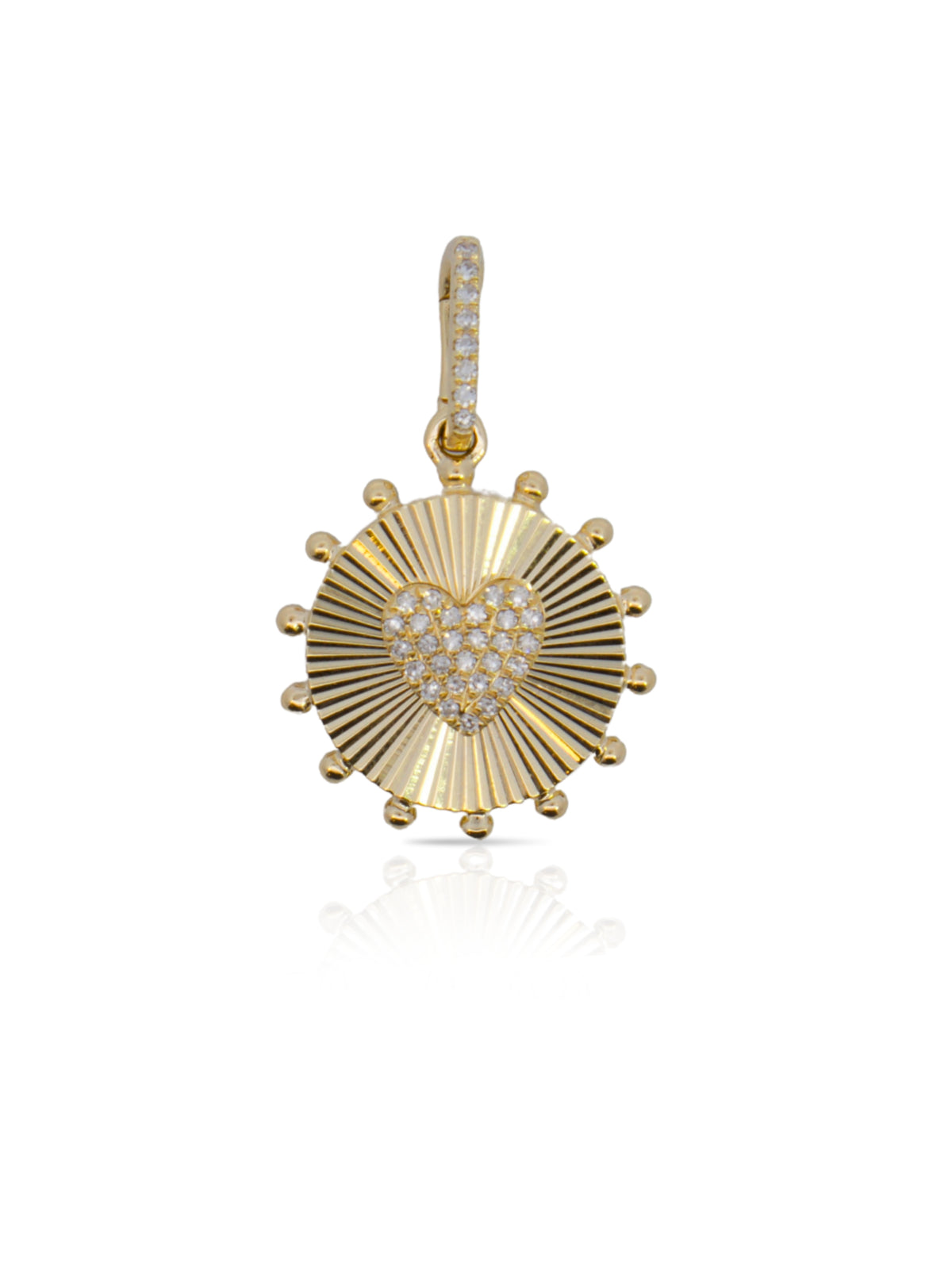 Florence Fluted Diamond Heart Charm 14K