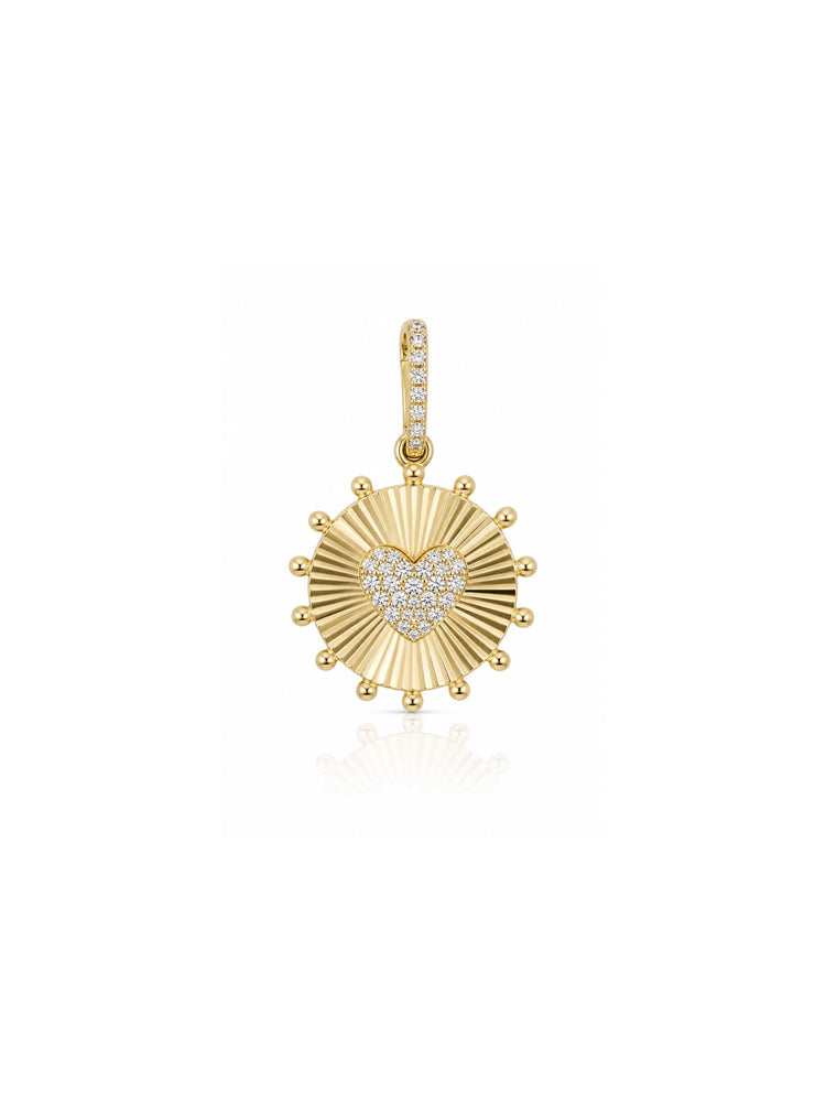 Florence Fluted Diamond Heart Charm 14K