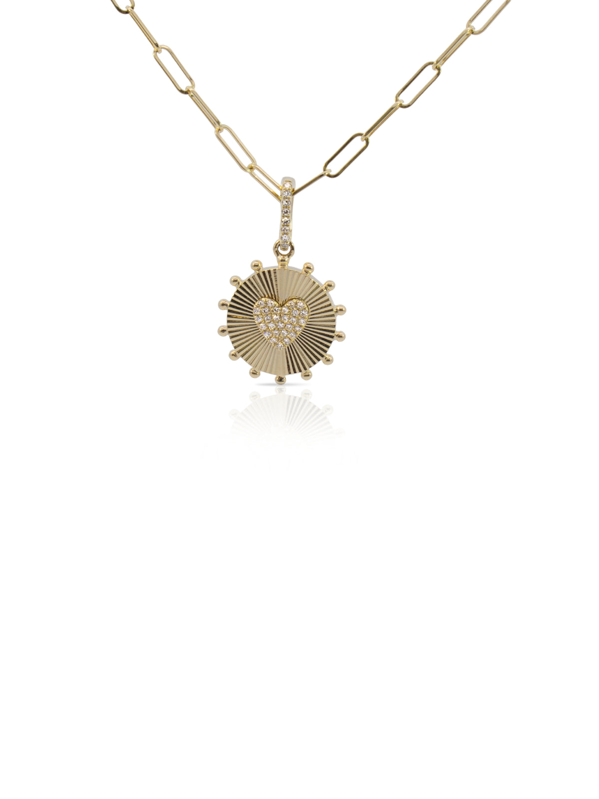 Florence Fluted Diamond Heart Charm 14K
