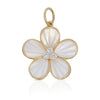 Fluted Mother of Pearl and Diamond Flower Charm 14K