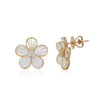 Fluted Mother of Pearl and Diamond Flower Stud Earring 14K